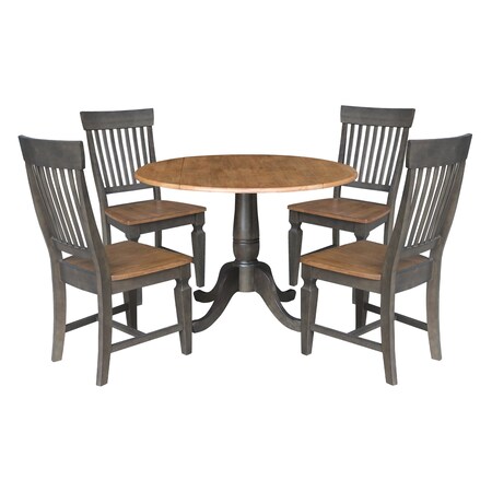 International Concepts Round 42 in W, 42 in L, 29.5 in H, Wood, Hickory/Washed Coal K45-42DPT-C65-4